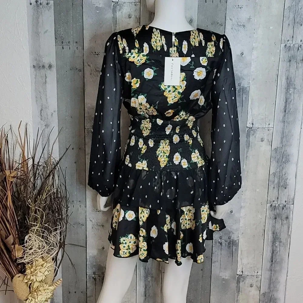Foxiedox Anemone Smocked Mixed-Print Dress - Picture 6 of 14